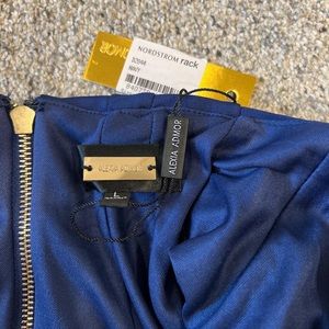 New Alexia Admor navy blue dress with gold back zipper.